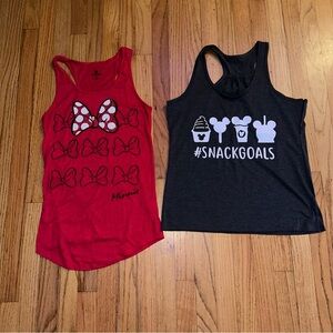 Disney Red Minnie Bow Tank & Black #SNACKGOALS Tank Duo